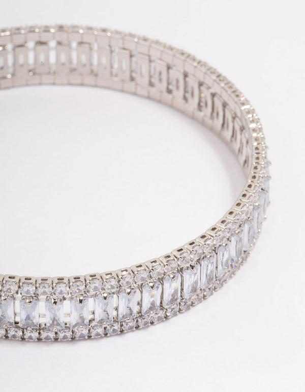 Silver Large Emerald-Cut Wrist Cuff