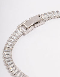 Silver Round Emerald-Cut Rectangular Tennis Bracelet - link has visual effect only