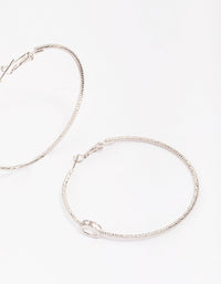 Silver Textural Oval Cubic Zirconia Hoop Earrings - link has visual effect only
