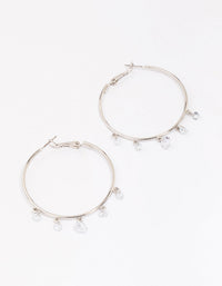 Silver Cubic Zirconia Dangle Hoop Earrings - link has visual effect only