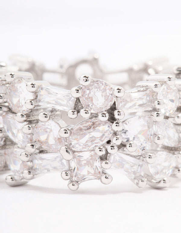 Silver Mixed Stone Cubic Zirconia Band Ring