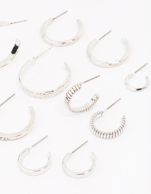 Silver Multi Hoop Earring 6-Pack