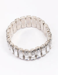 Silver Rectangular Stone Stretch Bracelet - link has visual effect only