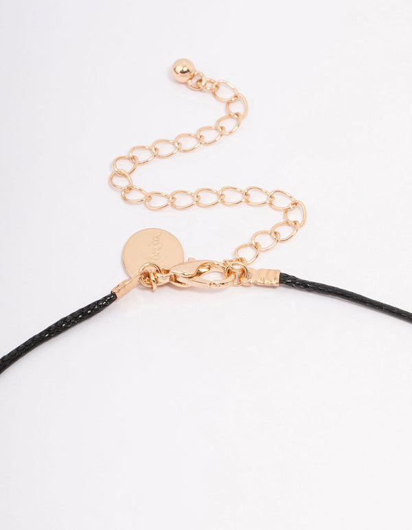 Gold Threaded Heart Cord Pendant Necklace