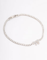 Rhodium Cubic Zirconia Round Bow Tennis Bracelet - link has visual effect only