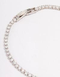 Rhodium Cubic Zirconia Round Bow Tennis Bracelet - link has visual effect only