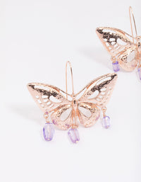 Rose Gold Oversized Butterfly Drop Earrings - link has visual effect only