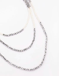 Silver Pearl Facet Layered Necklace - link has visual effect only