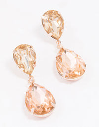 Rose Gold Double Pear Diamante Drop Earrings - link has visual effect only