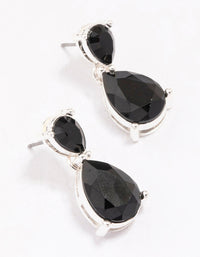 Silver Black Stone Teardrop Earrings - link has visual effect only