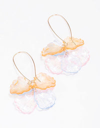 Gold Multi Acrylic Petal Hook Drop Earrings - link has visual effect only