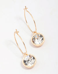 Gold Circle Encased Diamante Hoop Earrings - link has visual effect only