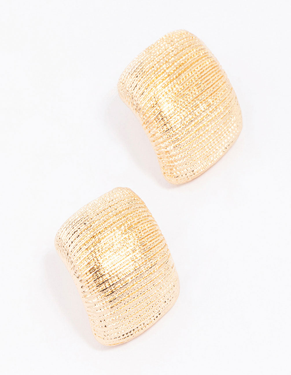 Gold Curved Textured Stud Earrings