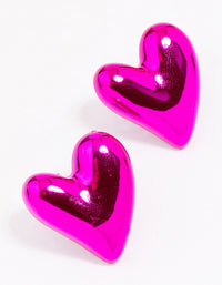 Pink Puffy Heart Stud Earrings - link has visual effect only