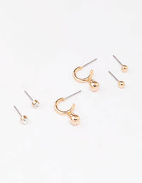 Gold Diamante Ball Hoop Earring 3-Pack - link has visual effect only