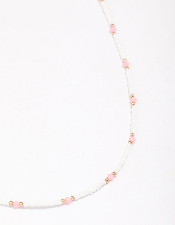 Gold Beaded Facet Chain Necklace