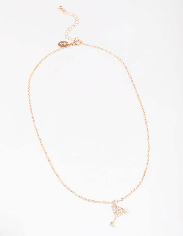 Gold Diamante Cocktail Pendant Necklace