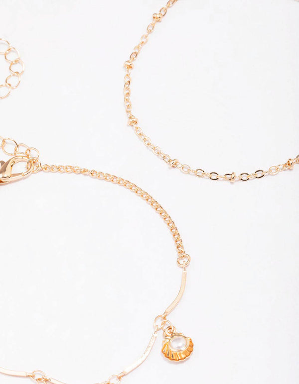 Gold Pearl Clam Shell Bracelet Pack