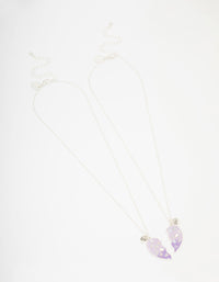 Kids Silver Butterfly & Heart Best Friends Necklace Pack - link has visual effect only