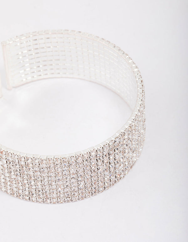 Silver Plated Thick Diamante Bracelet
