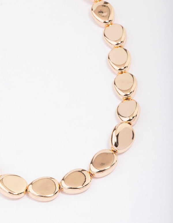 Gold Pebble Oval Bold Necklace