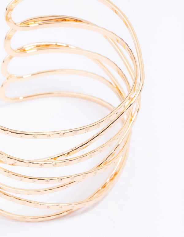 Gold Molten Cross Over Wrist Cuff