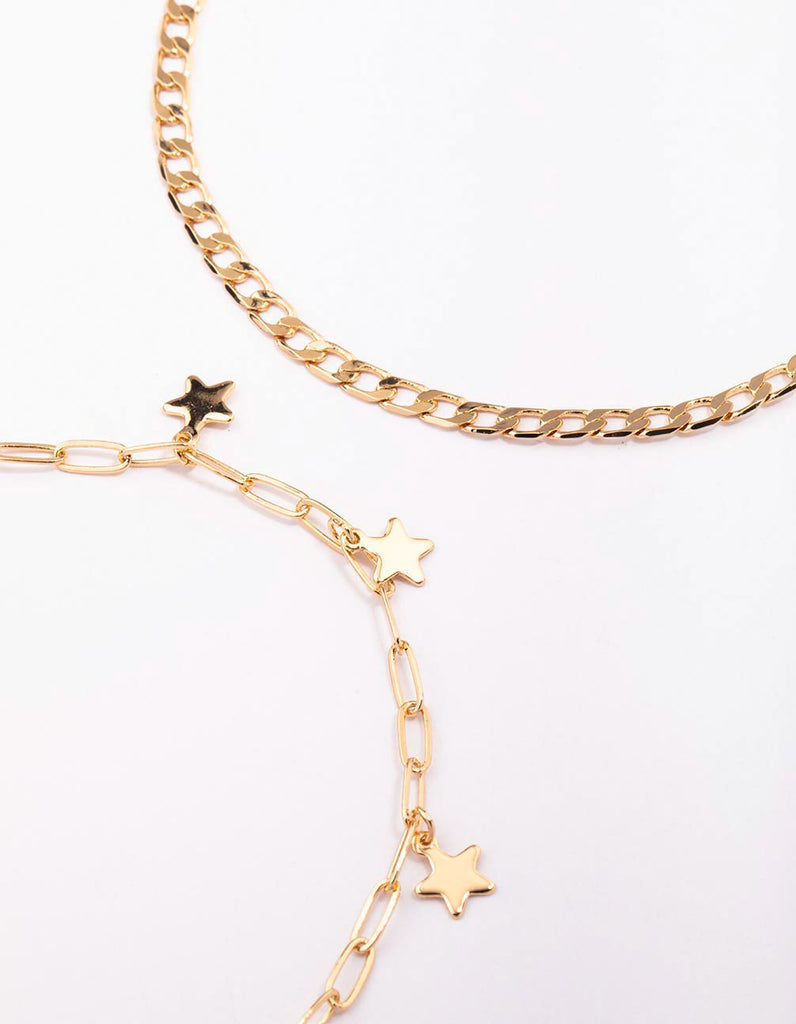 Gold Mixed Star Chain Anklet 3-Pack - Lovisa