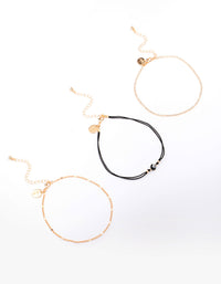 Gold Evil Eye Chain Anklet 3-Pack - link has visual effect only