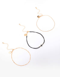 Gold Evil Eye Chain Anklet 3-Pack - link has visual effect only