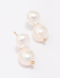 Gold Plated Freshwater Pearl Stud & Drop Earrings Set - link has visual effect only