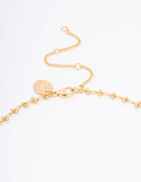 Gold Plated Diamante Cross Ball Link Pendant Necklace - link has visual effect only