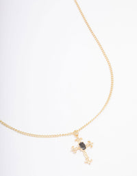 Gold Plated Ornate Cross Pendant Necklace - link has visual effect only