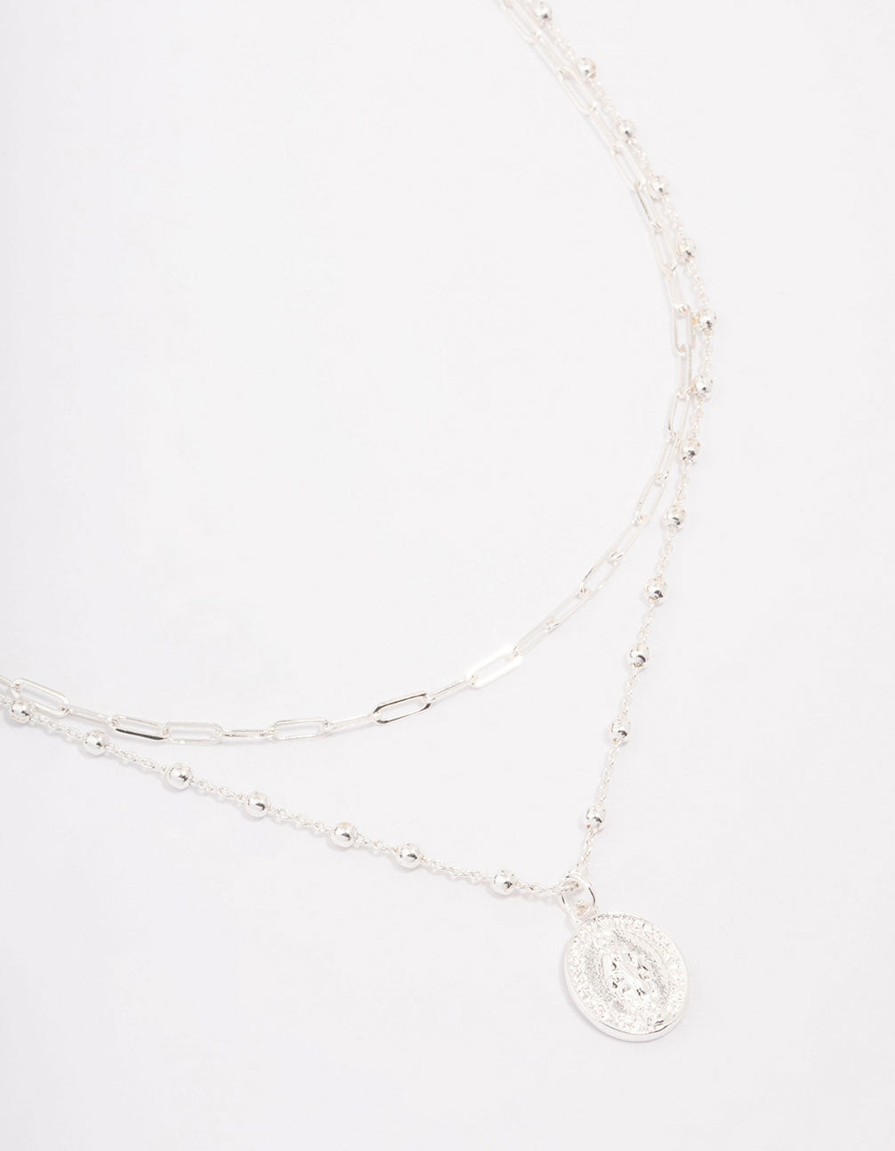 Silver Plated Coin Station Layered Necklace