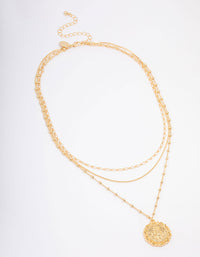 Gold Plated Large Coin Triple Layered Necklace - link has visual effect only