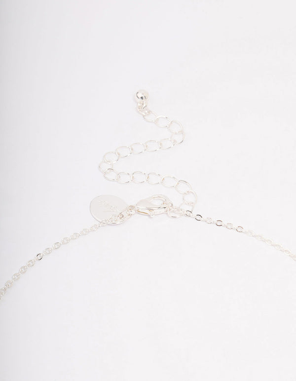 Silver Plated Cubic Zirconia Square Cross Pendant Necklace & Stud Earring Set