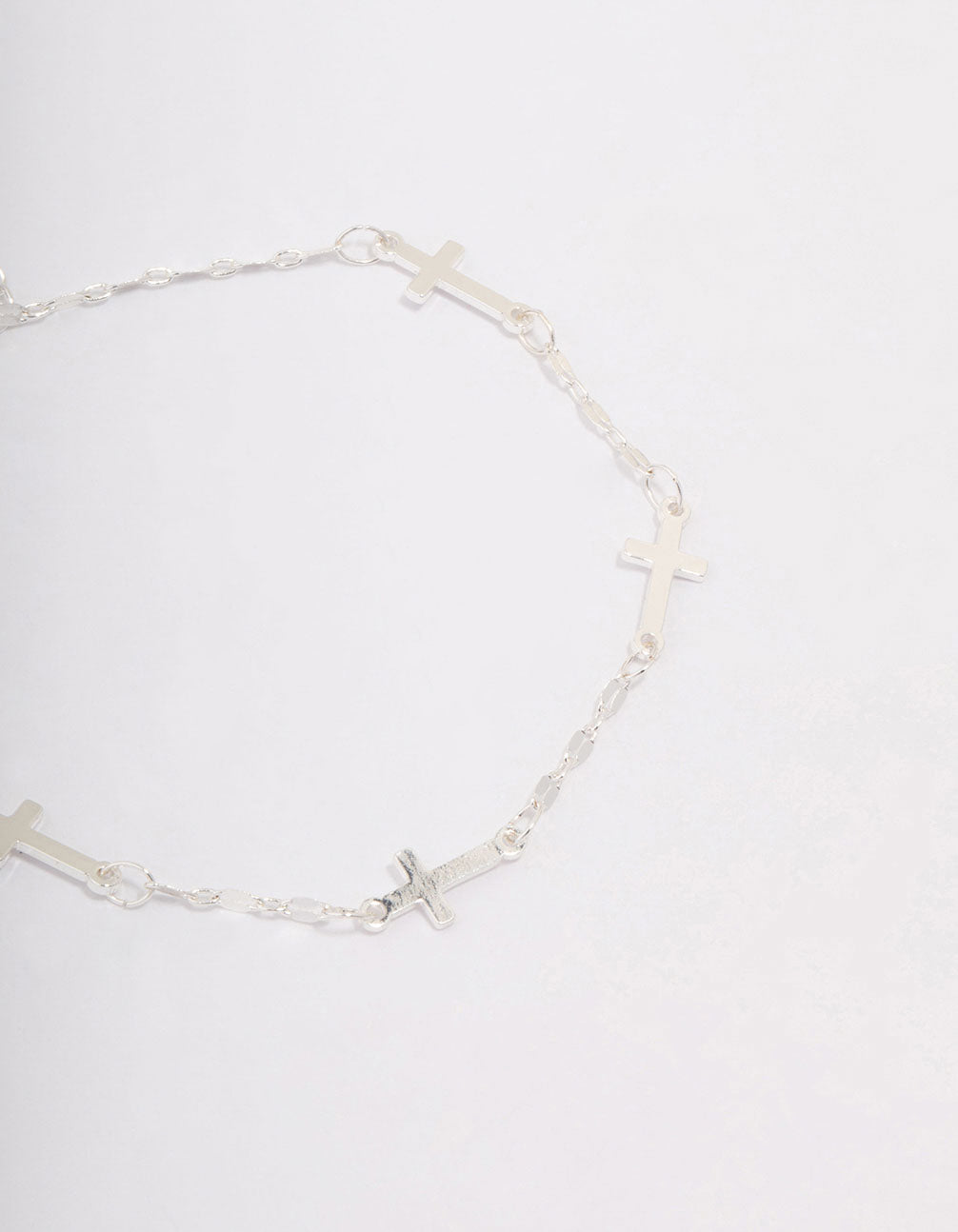 Silver Plated Station Cross Chain Bracelet