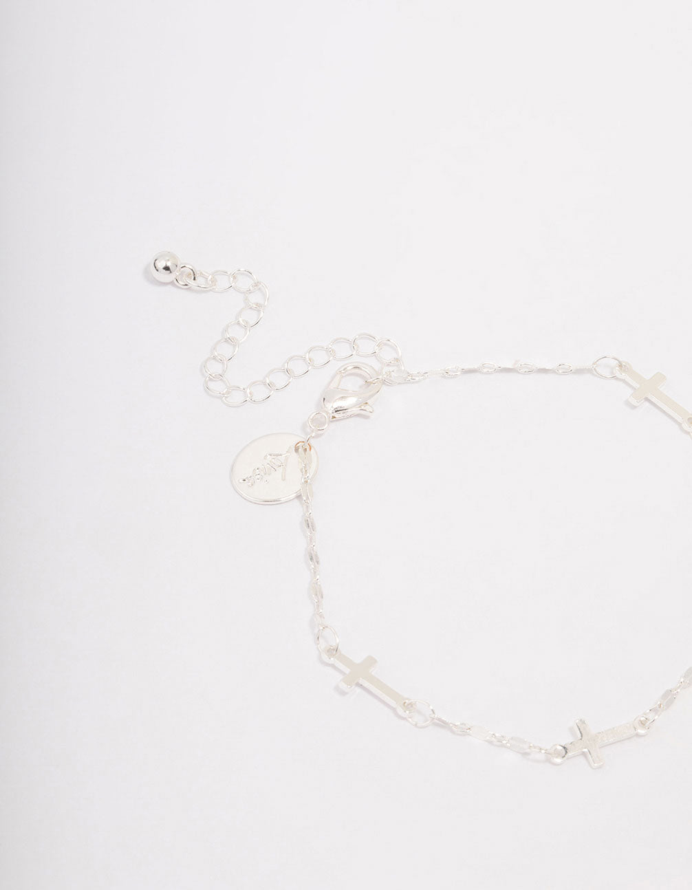 Silver Plated Station Cross Chain Bracelet
