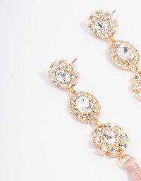 Gold Diamante Tassel Drop Earrings - link has visual effect only