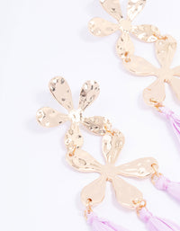 Gold Flower & Tassel Drop Earrings - link has visual effect only