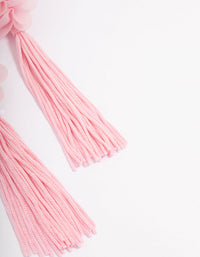 Pink Fabric Flower Tassel Drop Earrings - link has visual effect only