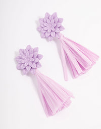 Lilac Tassel Raffia Drop Earrings - link has visual effect only