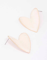 Gold Pearly Heart Stud Earrings - link has visual effect only