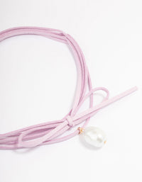 Lilac Fabric Wrapped Cord Pearl Choker - link has visual effect only