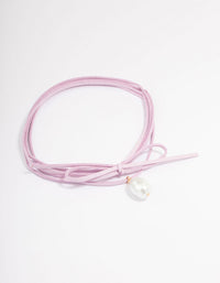 Lilac Fabric Wrapped Cord Pearl Choker - link has visual effect only