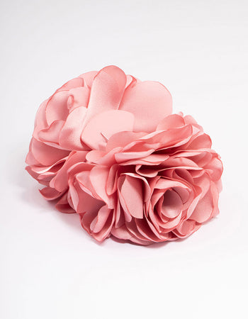 Pink Fabric Small Flower Hair Claw Clip