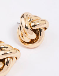 Gold Large Knotted Statement Stud Earrings - link has visual effect only