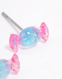 Acrylic Pink & Blue Holographic Lollipop Stud Earrings - link has visual effect only