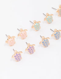 Gold Multi-Coloured Turtle Earring 8-Pack - link has visual effect only
