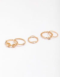 Gold Twisted Flower Stacking Rings 6- Pack - link has visual effect only