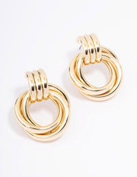 Gold Plated Circular Drop Stud Earrings - link has visual effect only